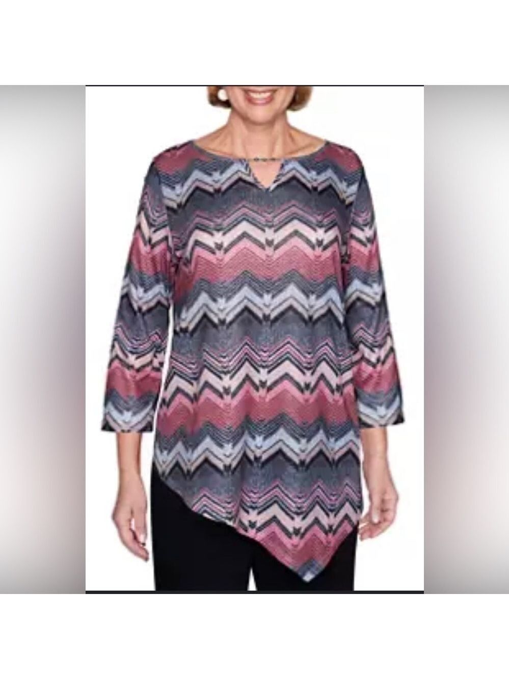 Alfred Dunner Women's Madison Avenue Textured Chevron Top